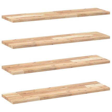 Svävande hyllor 4 st 80x20x2 cm obehandlat massivt akaciaträ