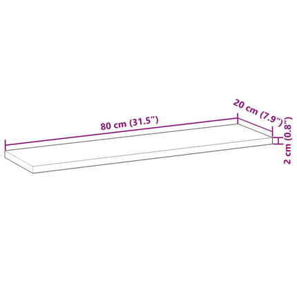 Svävande hyllor 4 st 80x20x2 cm obehandlat massivt akaciaträ