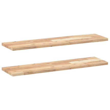 Svävande hyllor 2 st 100x20x2 cm obehandlat massivt akaciaträ