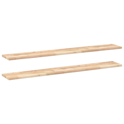 Svävande hyllor 2 st 120x20x2 cm obehandlat massivt akaciaträ