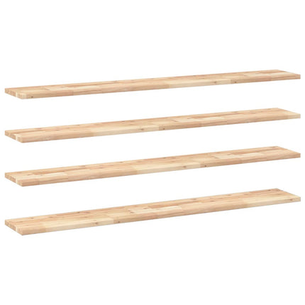 Svävande hyllor 4 st 120x20x2 cm obehandlat massivt akaciaträ