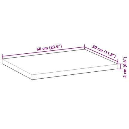 Svävande hylla 60x30x2 cm obehandlat massivt akaciaträ