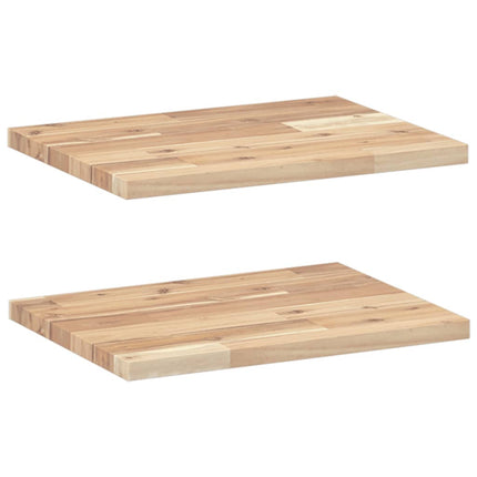 Svävande hyllor 2 st 60x30x2 cm obehandlat massivt akaciaträ