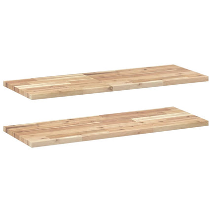 Svävande hyllor 2 st 100x30x2 cm obehandlat massivt akaciaträ