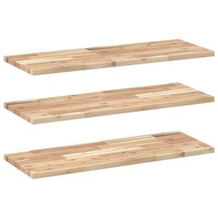 Svävande hyllor 3 st 100x30x2 cm obehandlat massivt akaciaträ