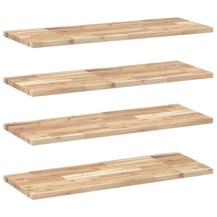 Svävande hyllor 4 st 100x30x2 cm obehandlat massivt akaciaträ