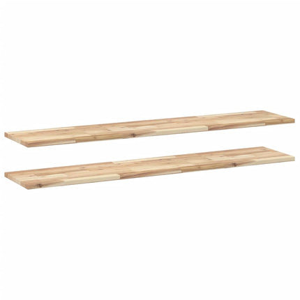 Svävande hyllor 2 st 120x30x2 cm obehandlat massivt akaciaträ