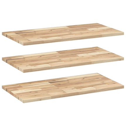 Svävande hyllor 3 st 80x40x2 cm obehandlat massivt akaciaträ