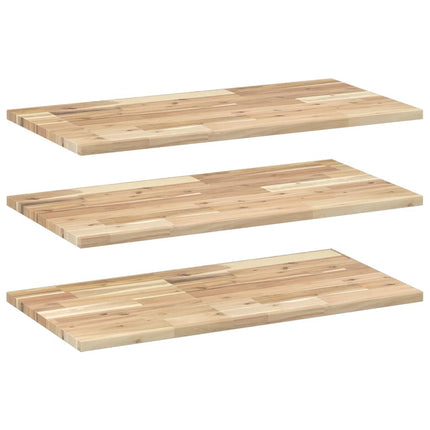 Svävande hyllor 3 st 100x40x2 cm obehandlat massivt akaciaträ
