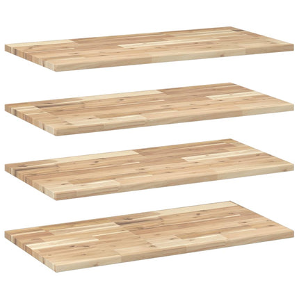 Svävande hyllor 4 st 100x40x2 cm obehandlat massivt akaciaträ