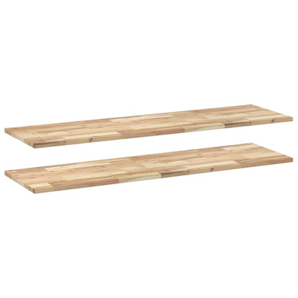 Svävande hyllor 2 st 120x40x2 cm obehandlat massivt akaciaträ