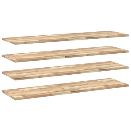 Svävande hyllor 4 st 120x40x2 cm obehandlat massivt akaciaträ
