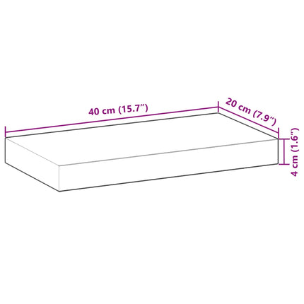 Svävande hylla 40x20x4 cm obehandlat massivt akaciaträ