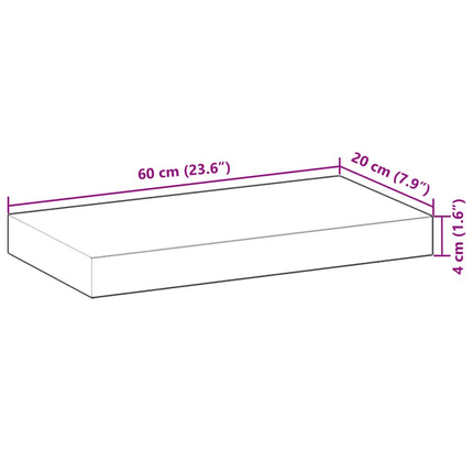 Svävande hylla 60x20x4 cm obehandlat massivt akaciaträ