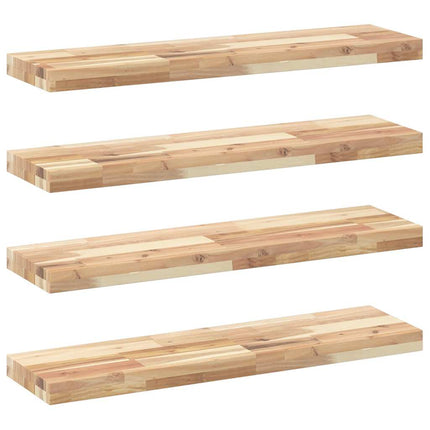 Svävande hyllor 4 st 100x20x4 cm obehandlat massivt akaciaträ