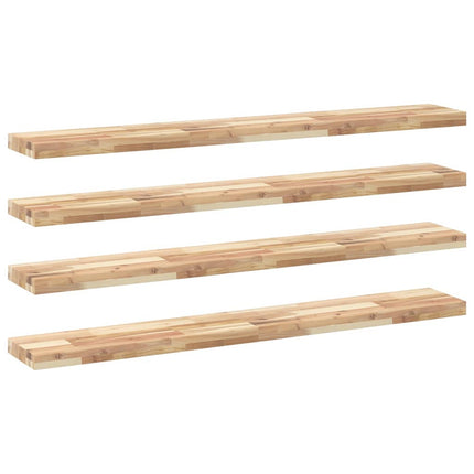 Svävande hyllor 4 st 120x20x4 cm obehandlat massivt akaciaträ