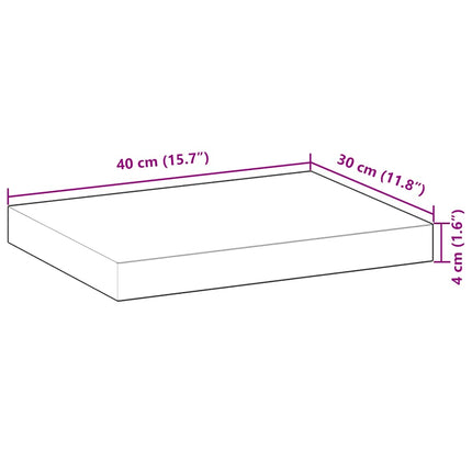 Svävande hylla 40x30x4 cm obehandlat massivt akaciaträ