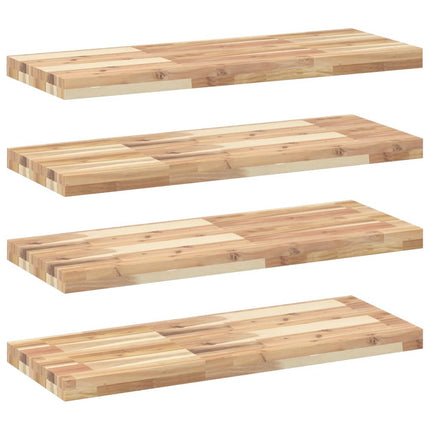 Svävande hyllor 4 st 100x30x4 cm obehandlat massivt akaciaträ