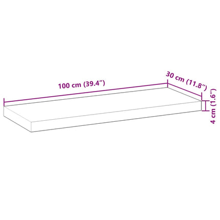 Svävande hyllor 4 st 100x30x4 cm obehandlat massivt akaciaträ