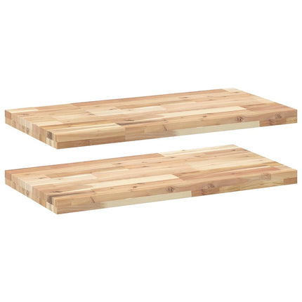 Svävande hyllor 2 st 80x40x4 cm obehandlat massivt akaciaträ