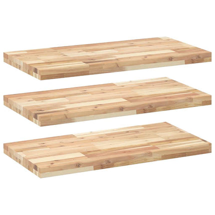 Svävande hyllor 3 st 80x40x4 cm obehandlat massivt akaciaträ