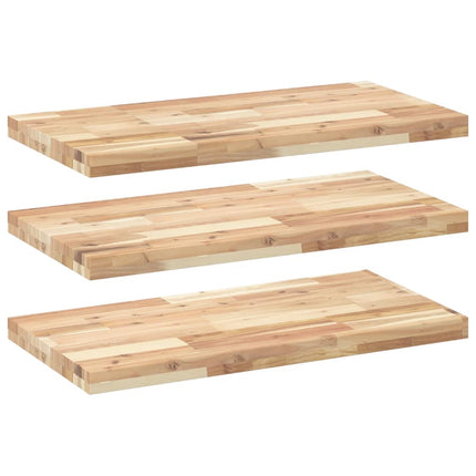 Svävande hyllor 3 st 100x40x4 cm obehandlat massivt akaciaträ