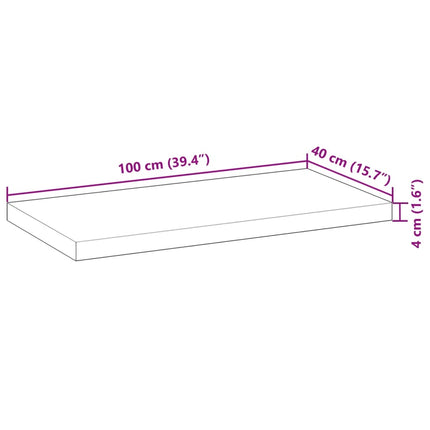 Svävande hyllor 4 st 100x40x4 cm obehandlat massivt akaciaträ
