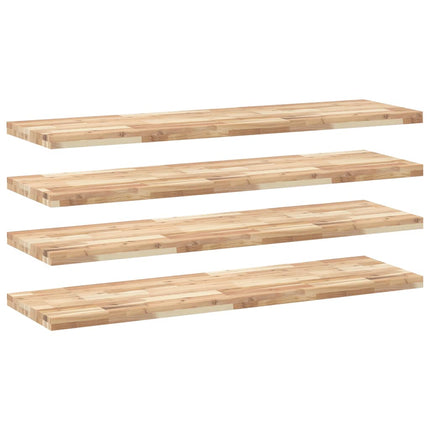 Svävande hyllor 4 st 120x40x4 cm obehandlat massivt akaciaträ