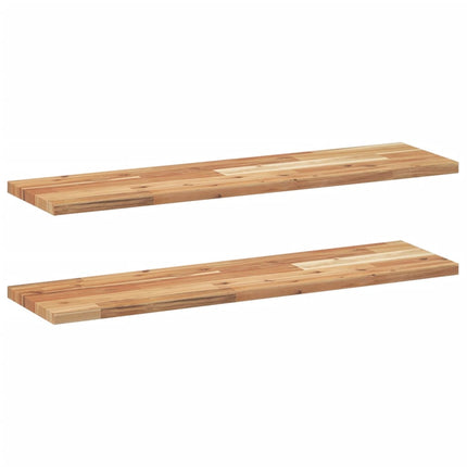 Svävande hyllor 2 st 80x20x2 cm behandlat massivt akaciaträ