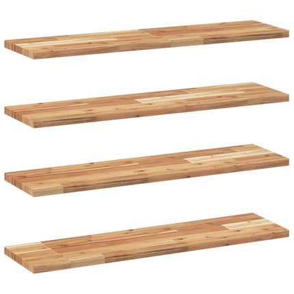 Svävande hyllor 4 st 80x20x2 cm behandlat massivt akaciaträ