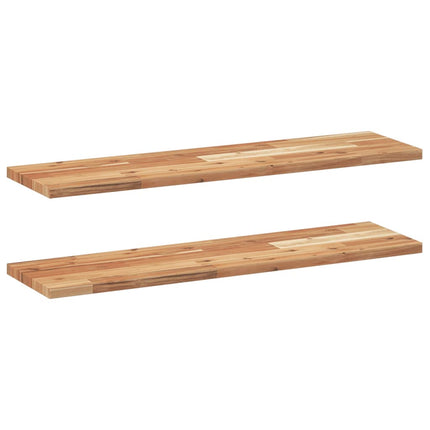 Svävande hyllor 2 st 100x20x2 cm behandlat massivt akaciaträ