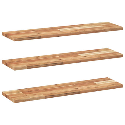 Svävande hyllor 3 st 100x20x2 cm behandlat massivt akaciaträ