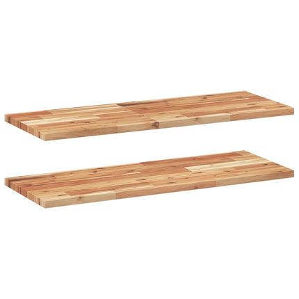 Svävande hyllor 2 st 80x30x2 cm behandlat massivt akaciaträ