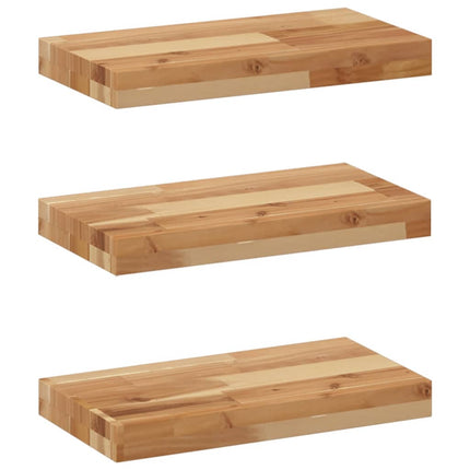 Svävande hyllor 3 st 40x20x4 cm behandlat massivt akaciaträ