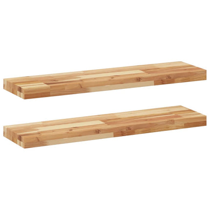 Svävande hyllor 2 st 80x20x4 cm behandlat massivt akaciaträ