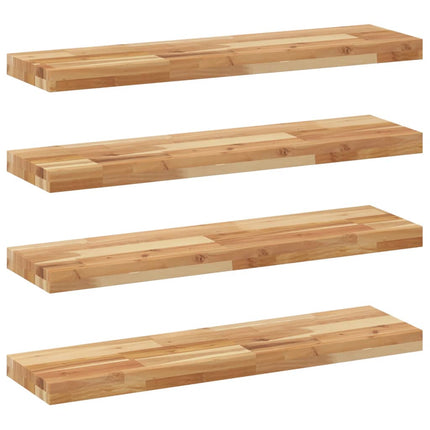 Svävande hyllor 4 st 80x20x4 cm behandlat massivt akaciaträ