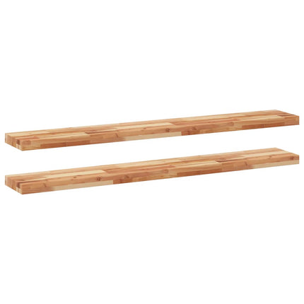 Svävande hyllor 2 st 120x20x4 cm behandlat massivt akaciaträ