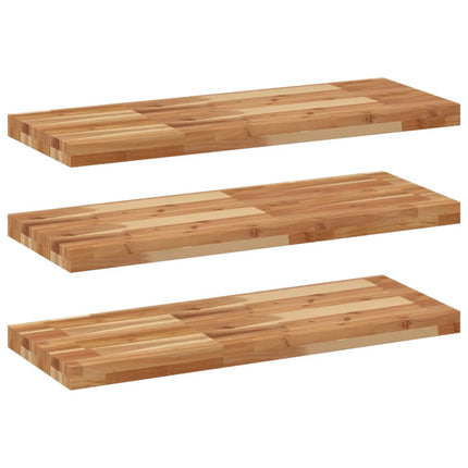 Svävande hyllor 3 st 80x30x4 cm behandlat massivt akaciaträ