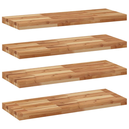 Svävande hyllor 4 st 80x30x4 cm behandlat massivt akaciaträ