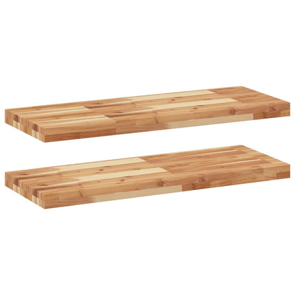 Svävande hyllor 2 st 100x30x4 cm behandlat massivt akaciaträ