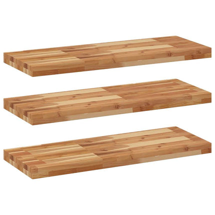 Svävande hyllor 3 st 100x30x4 cm behandlat massivt akaciaträ