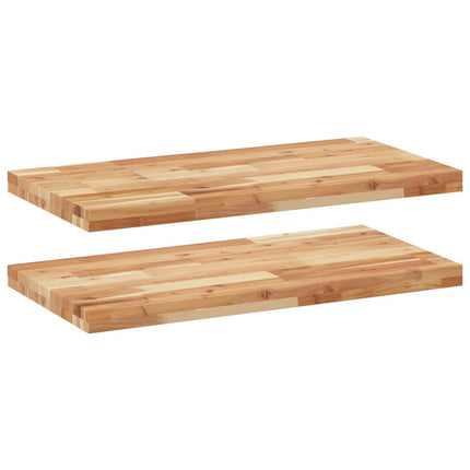 Svävande hyllor 2 st 100x40x4 cm behandlat massivt akaciaträ