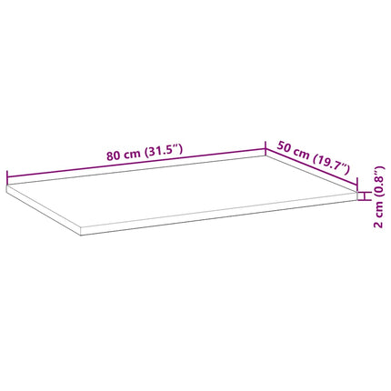 Bänkskiva för badrum behandlad 80x50x2 cm massivt akaciaträ