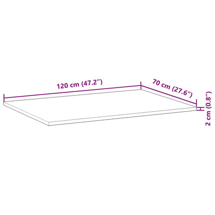 Bordsskiva obehandlad 120x70x2 cm massivt akaciaträ