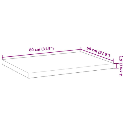 Bordsskiva obehandlad 80x60x4 cm massivt akaciaträ