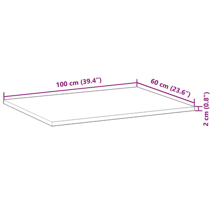 Bordsskiva behandlad 100x60x2 cm massivt akaciaträ