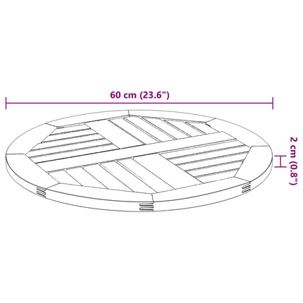 Bordsskiva Ø60x2 cm rund massivt akaciaträ