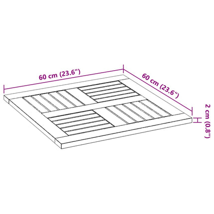 Bordsskiva 60x60x2 cm fyrkantig massiv akacia