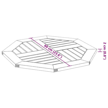 Bordsskiva 60x60x2 cm åttakantig massivt akaciaträ