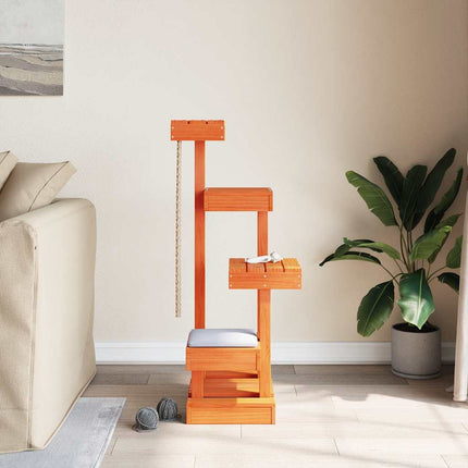 Kattmöbel vaxbrun 45,5x49x103 cm massiv furu